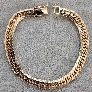 Real solid Mcut Japan Gold k18 Bracelet 18CM